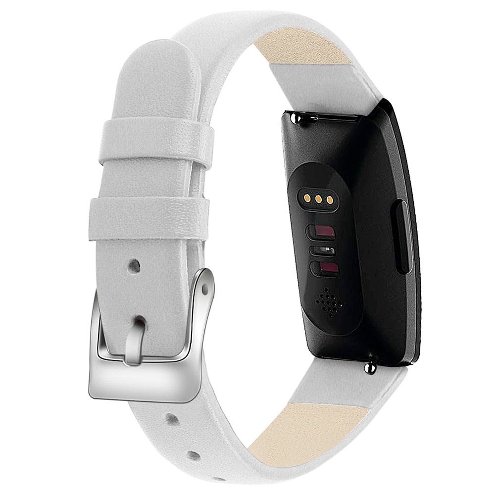 For Fitbit Inspire / Inspire HR Smart Watch Band Top-layer Cow Leather Wrist Strap - L / Black+Pink Flower For Fitbit Inspire / Inspire HR Smart Watch Band Top-layer Cow Leather Wrist Strap - L / Black+Pink Flower